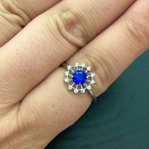 Blue Snowburst Silver Ring